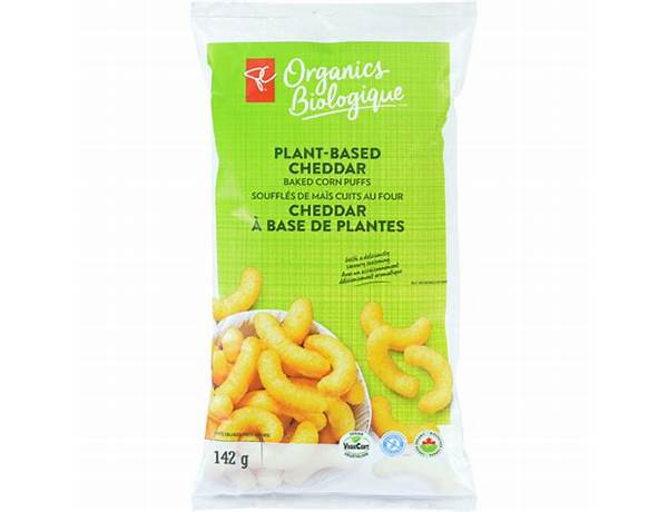 Orangic plant-based cheddar baked corn puffs food facts