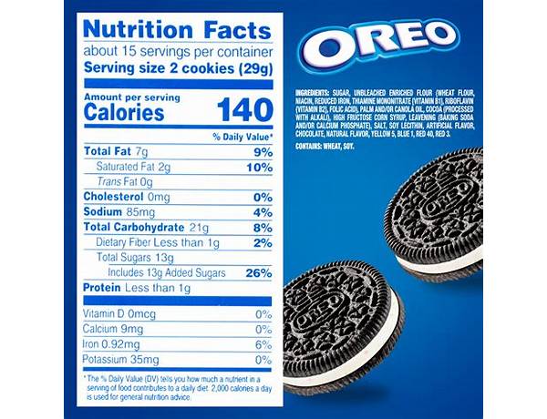 Oreo biscuits vanilla food facts