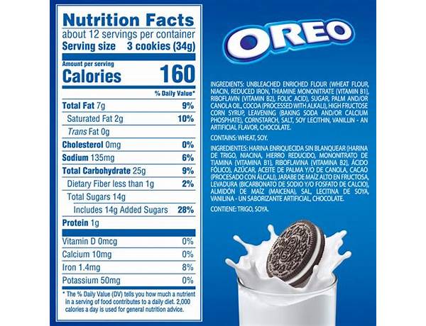 Oreo original nutrition facts