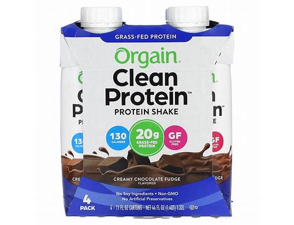 Orgain, organic protein, nutritional protein shake creamy chocolate fudge food facts