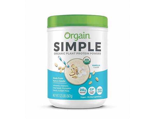 Orgain simple plant protein powder food facts