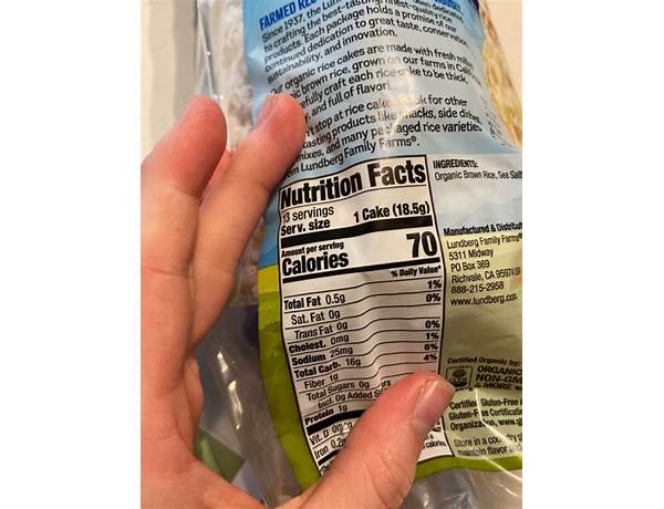 Organic  rice cake nutrition facts