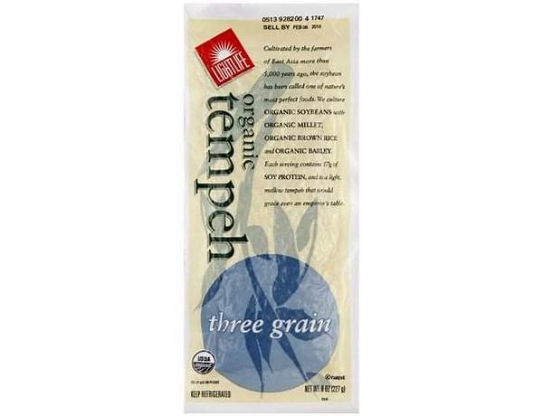 Organic 3 grain tempeh food facts