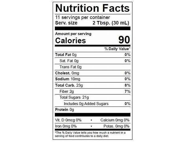 Organic agave nutrition facts