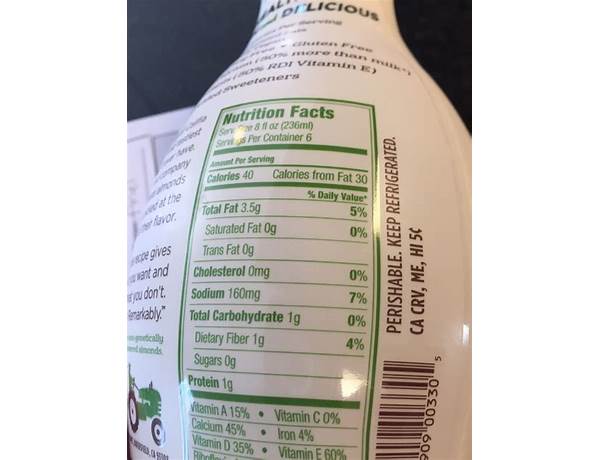 Organic almond milk- unsweetened ingredients
