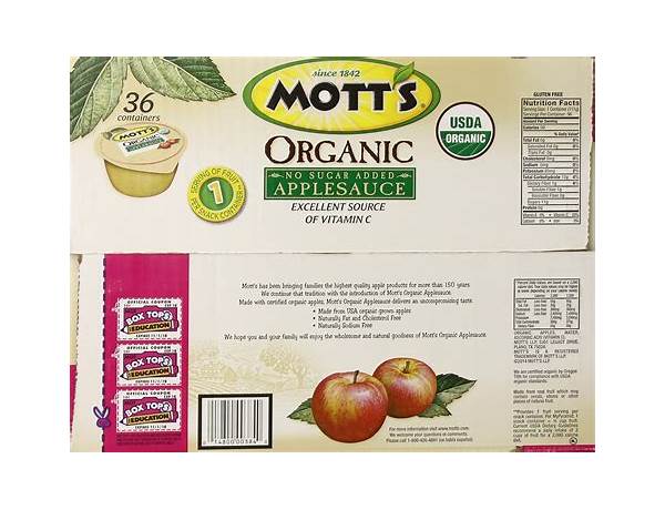 Organic apple sauce food facts