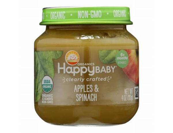 Organic baby food, spinach, apples & kale food facts