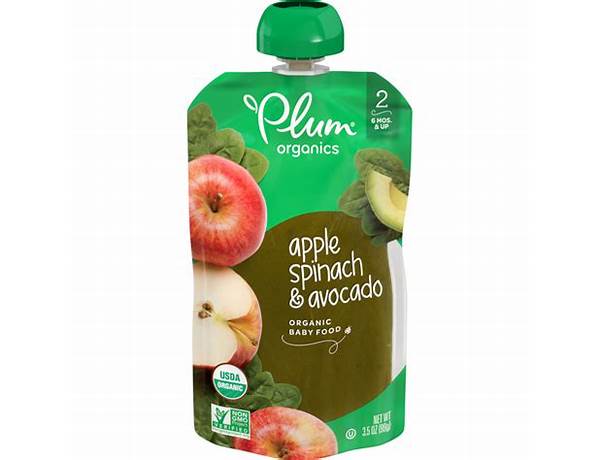 Organic baby food apple, spinach, avocado food facts