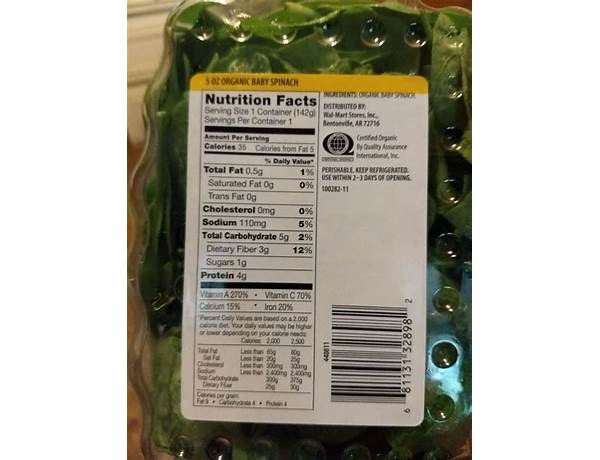 Organic baby spinach food facts