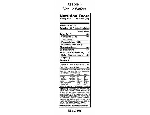 Organic baking wafers nutrition facts