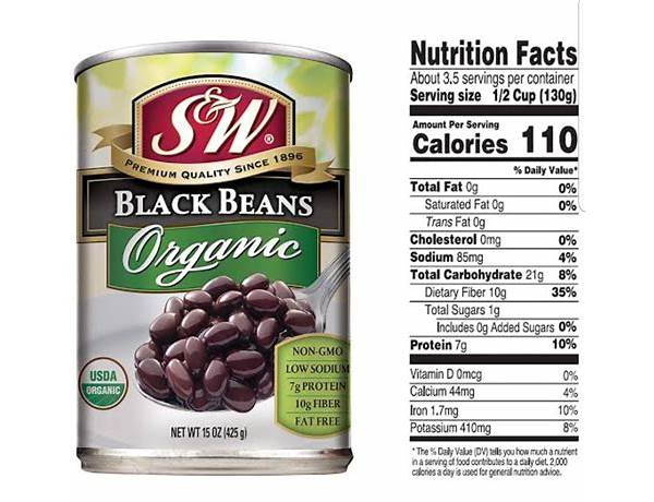 Organic black beans nutrition facts
