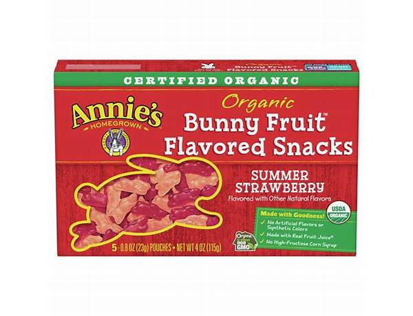 Organic bunny fruit snacks summer strawberry food facts