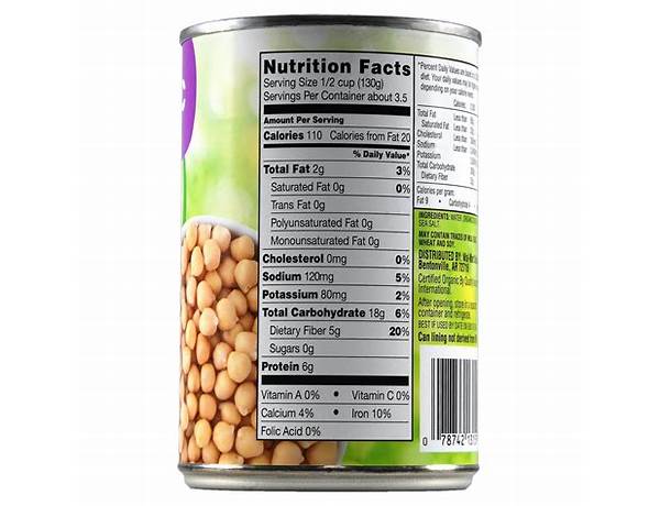Organic chick peas nutrition facts