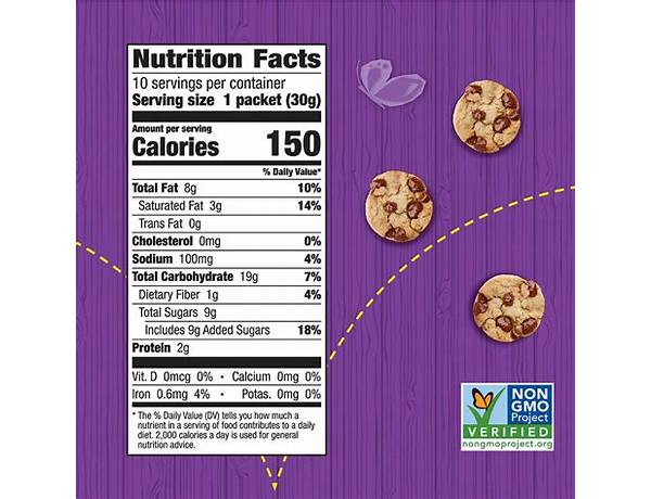 Organic chocolate chip cookie food facts