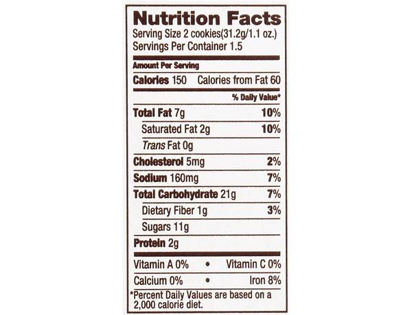 Organic chocolate chip cookie nutrition facts