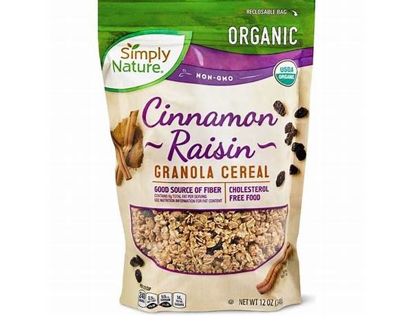 Organic cinnamon raisin granola food facts