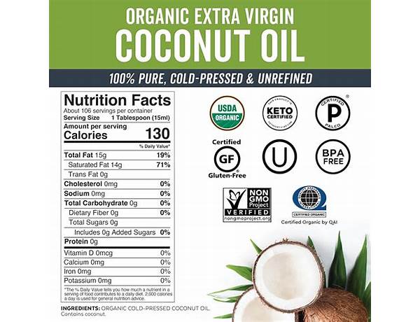 Organic coconut oil ingredients
