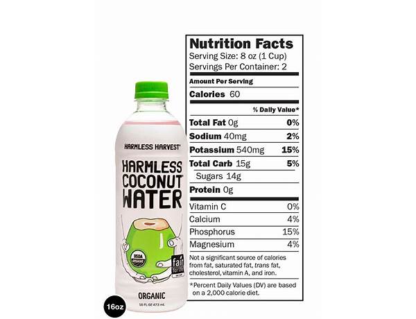 Organic coconut water food facts
