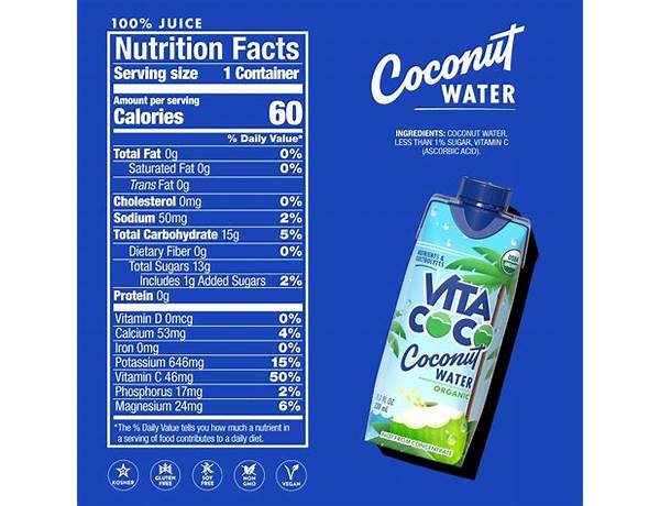 Organic coconut water ingredients