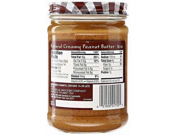 Organic creamy peanut butter nutrition facts