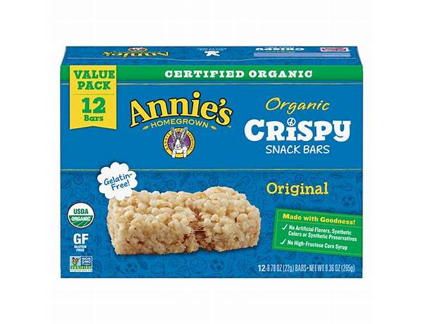 Organic crispy snack bars original food facts