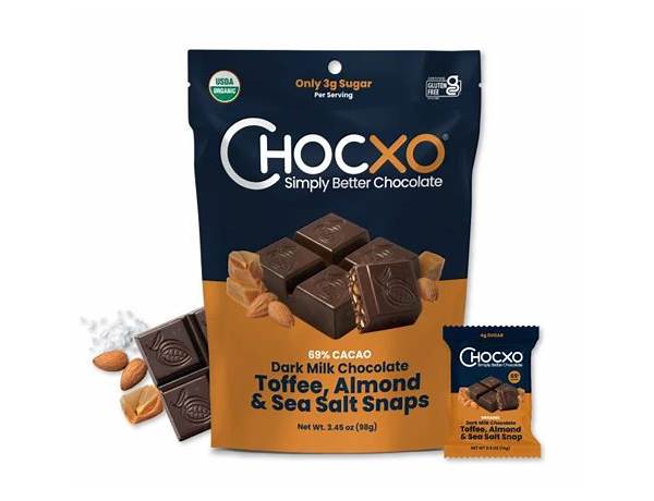 Organic dark, chocolate, toffee, almond, and sea salt snaps food facts