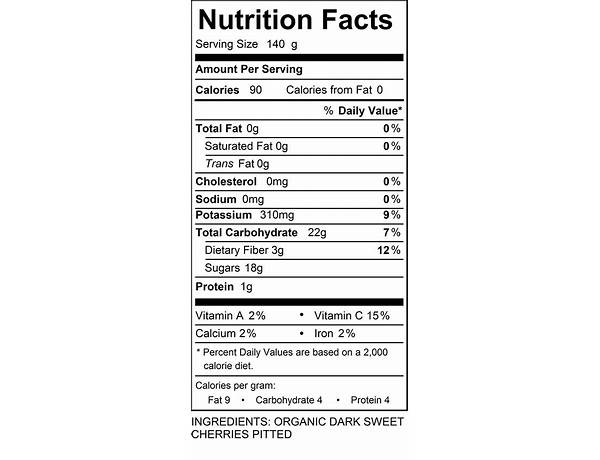 Organic dark sweet cherry nutrition facts