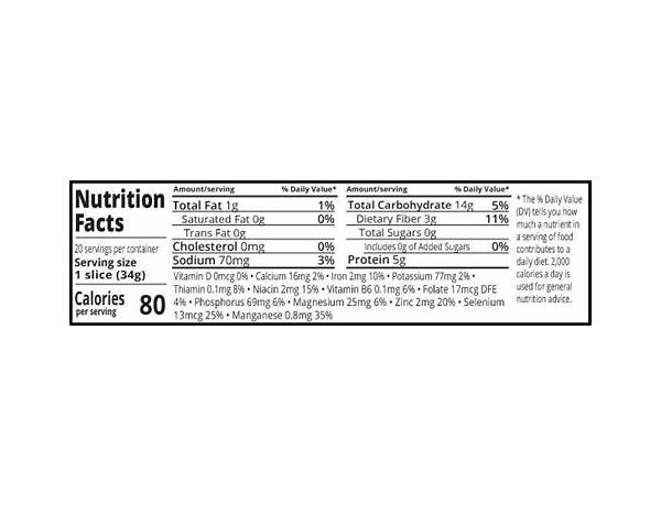 Organic ezekiel sprouted grain flax bread nutrition facts