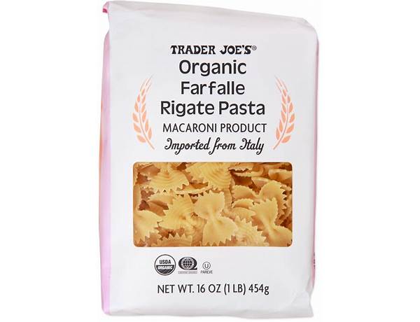 Organic farfalle rigate pasta ingredients