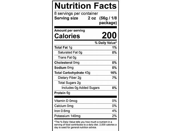 Organic farfalle rigate pasta nutrition facts