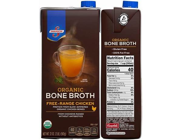 Organic free range chicken broth, chicken food facts