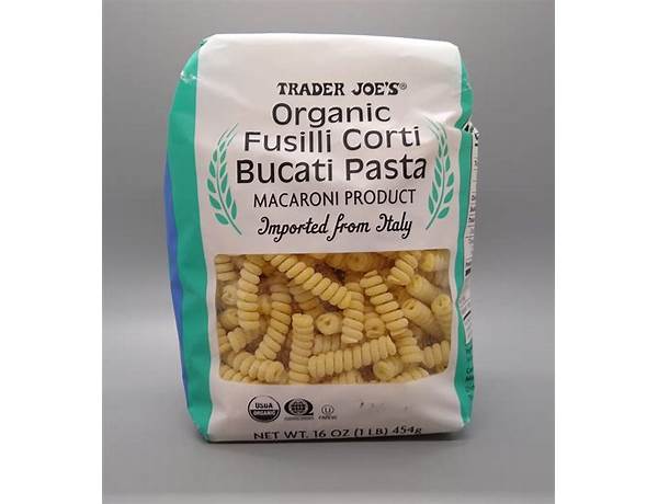 Organic fusilli corti bucati pasta food facts