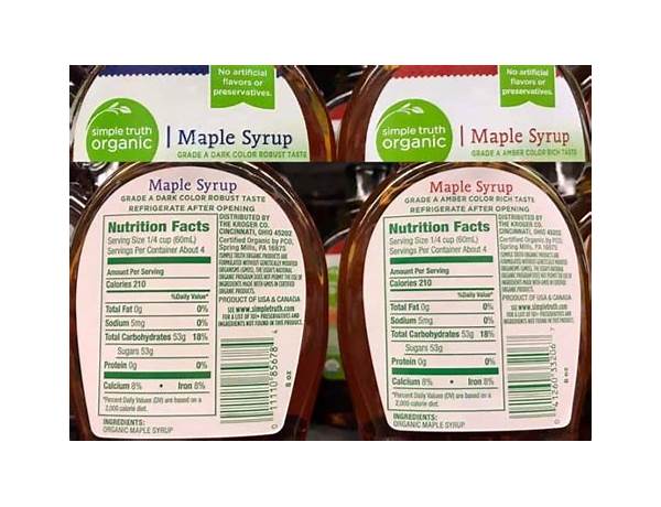 Organic grade b maple syrup food facts