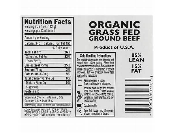Organic grass fed ground beef nutrition facts