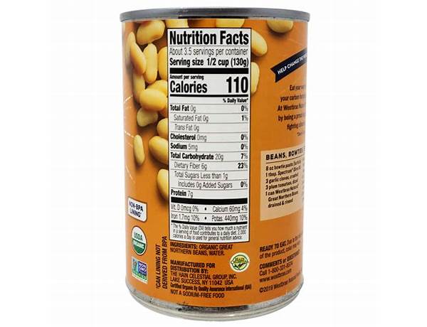 Organic great northern beans nutrition facts