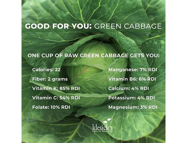 Organic green cabbage nutrition facts