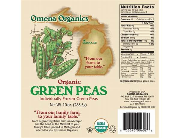 Organic green peas ingredients