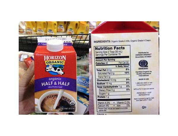 Organic half and half food facts