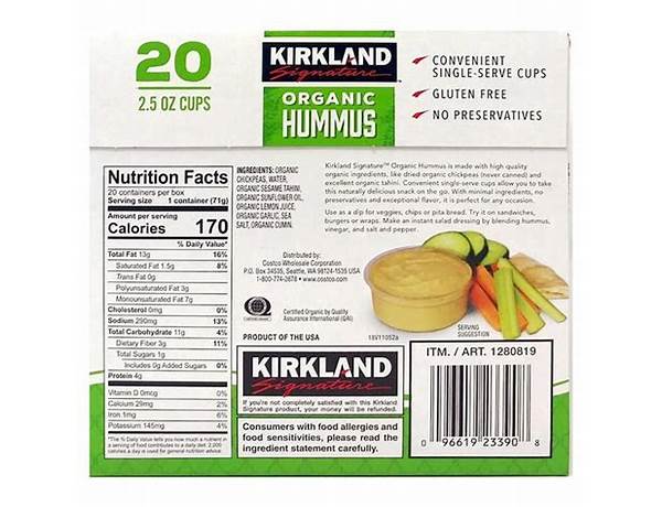 Organic hummus nutrition facts