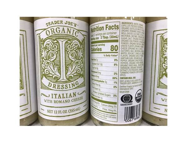 Organic italian dressing with romano cheese nutrition facts