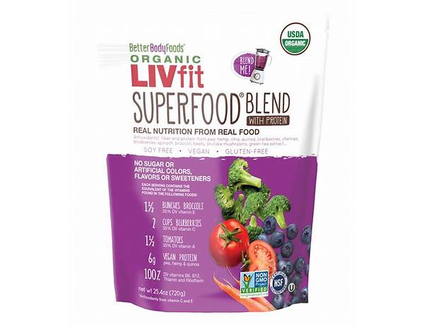Organic livfit superfood blend with protein powder, superfood blend ingredients