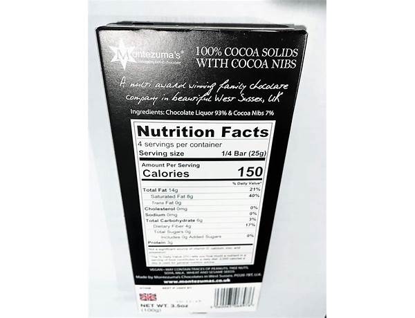 Organic mint 70% dark chocolate food facts