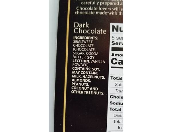 Organic mint 70% dark chocolate food facts