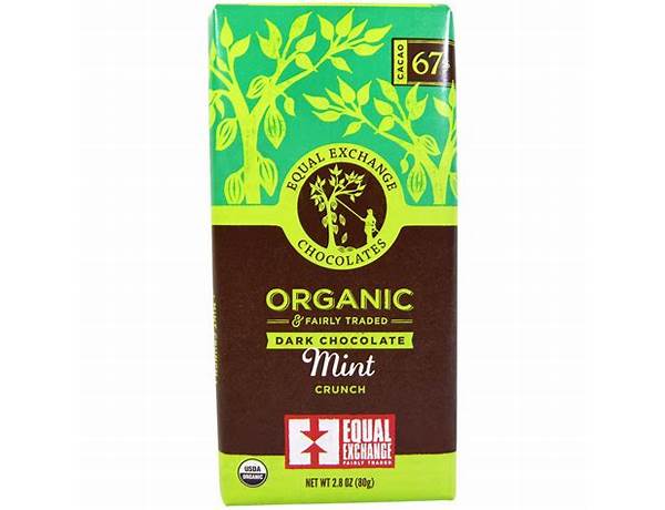 Organic mint crunch dark chocolate bar food facts