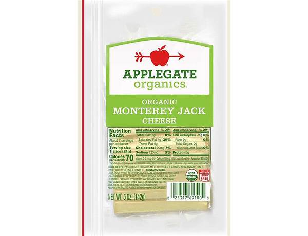 Organic monterey jack cheese food facts
