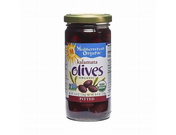 Organic olive snack, pitted kalamata food facts