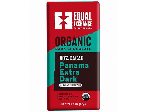 Organic panama extra dark chocolate bar food facts