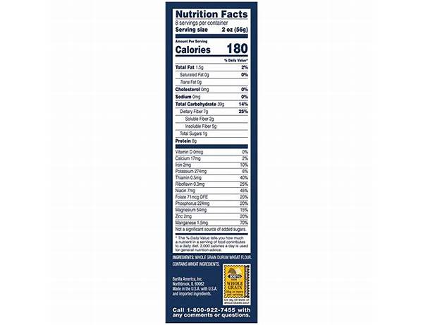 Organic penne nutrition facts