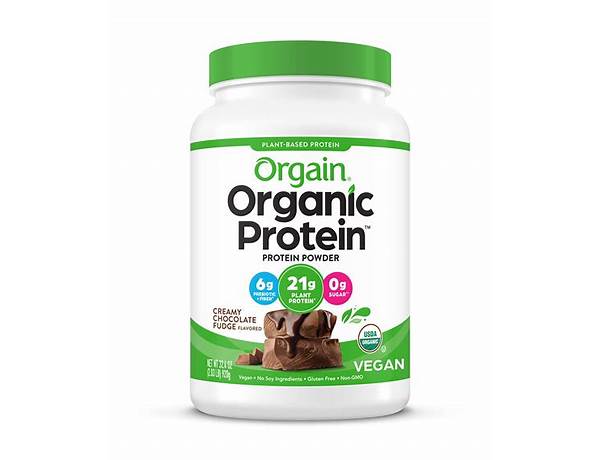 Organic plant based protein powder creamy chocolate fudge food facts