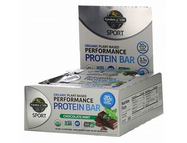 Organic plant-based performance protein bar food facts